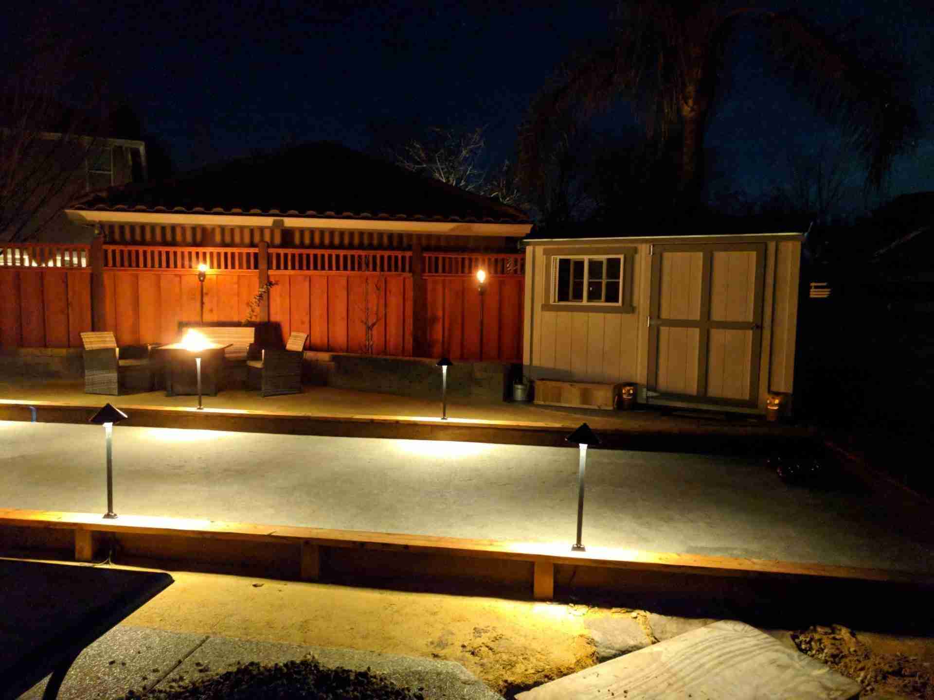 Bocce court base and timber frame during construction